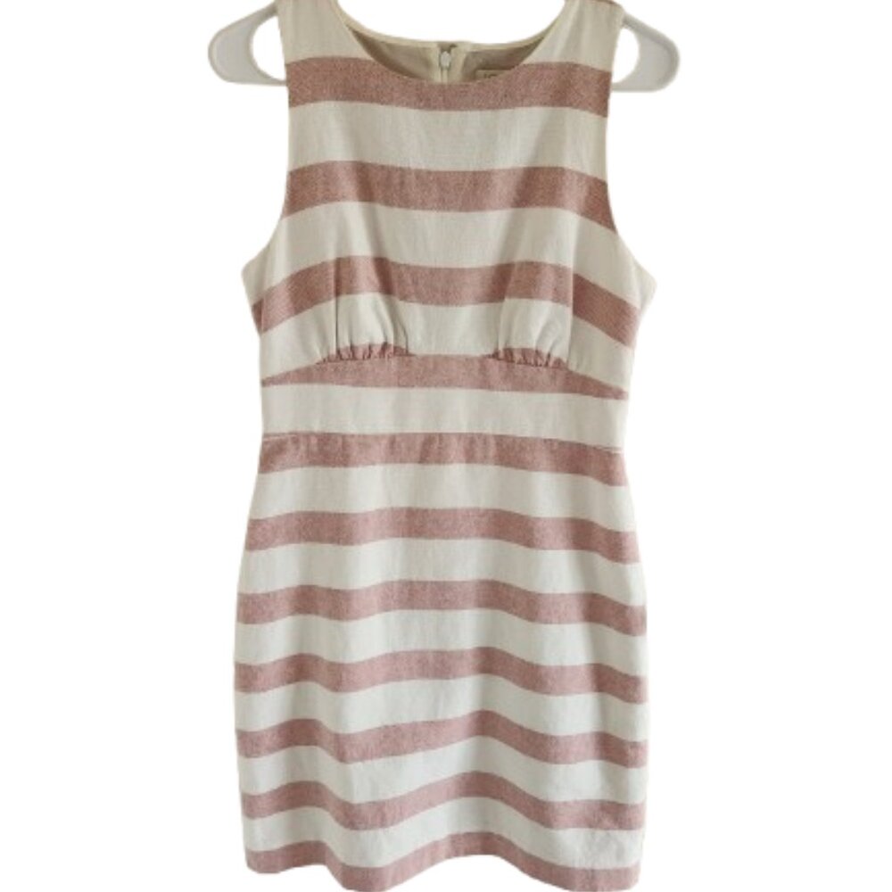 J.Crew Basket Weave Striped Dress Red & Ivory Lined Women's Size 6